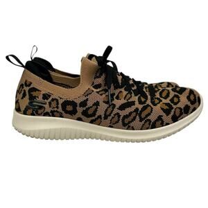Skechers Women's Ultra Flex Safari Tour Leopard Print Sneakers Size 6 Wide Fit